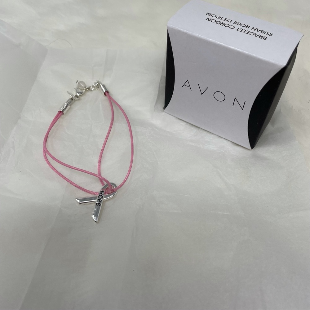 🔥NIB Avon Pink hope ribbon cord bracelet